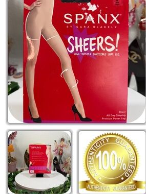 CHIC SPANX BY SARA BLAKELY SHEERS HIGH-WAISTED INVISIBLE LUXE LEG! (SIZE B) VBLK